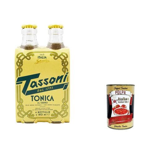 Tassoni Tonica al cedro Erfrischendes italienisches Alkoholfreies Getränk Einweg-Glasflasche 18 cl 24x italienisch Original Pastasauce + kostenlos polpa 400 g