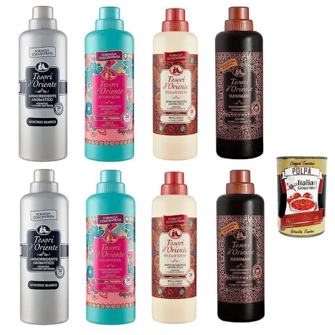 Tesori d'oriente Spray Tesori d'oriente weichspüler softener Muschio Bianco byzantium Ayurveda Hammam 8x 750ml Testpaket Original italienisch inkl. Italian Gourmet Polpa 400g 8008970055244