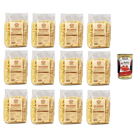 Tipico Nudelgerichte Tipico di Sardegna- Malloreddus Nudeln aus Hartweizengrieß - 12x 500 gr Original italienisch inkl. Italian Gourmet Polpa di Pomodoro 400g 8000491000437