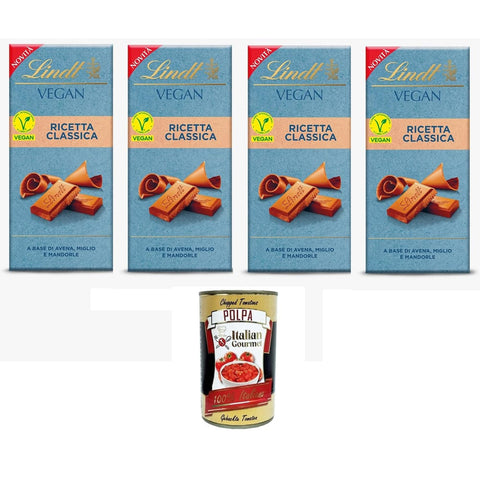 Vegane Schokolade Riegel Vegane Schokolade Ricetta Classica auf Haferbasis Maissirup und Mandeln 4x100 g italienisch Original Pastasauce + kostenlos polpa 400 g 8032804040014