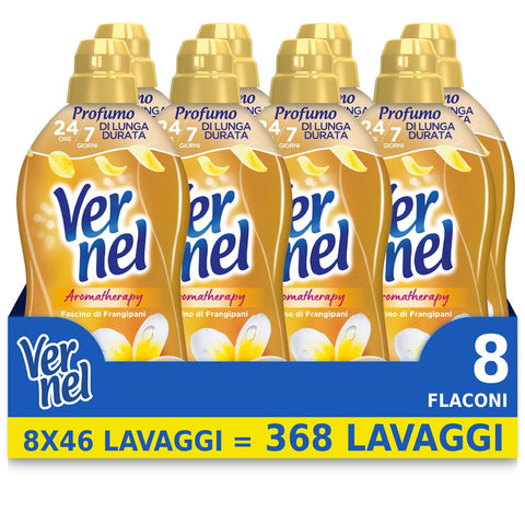 Vernel Aromatherapy Frangipani Charme, Weichspüler Konzentrat 8x46 Waschgänge Original italienisch Haushalt