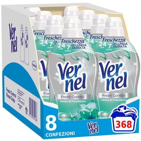 Vernel Fresh Control Weichspüler neutralisiert Gerüche, Duft frischer Wind,, insgesamt 8x46 Waschgänge Original italienisch Haushalt