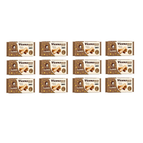 Vicenzi Kekse 12x Vicenzi Vicenzovo Savoiardi al Caffè Bialetti Löffelbiskuits mit Kaffeegeschmack 200g