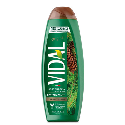 Vidal Badebürsten Vidal - Duschgel Original Pino Classico revitalisierende Formel Duft Kiefer Dermatologisch getestet 500 ml italienisch Original 8008970055589