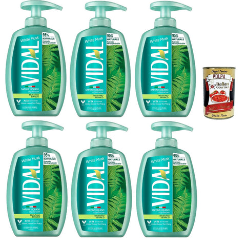 Vidal Sapone Liquido, Muschio Bianco, Flüssigseife, weißes Moos, White musk liquid soap 6x300ml Original italienisch Pflege