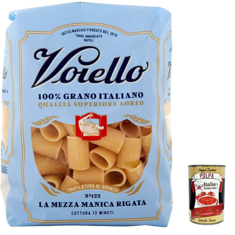 Voiello Kurze Pasta Voiello Pasta Mezze Maniche Rigate Nudeln 100 % italienische N 122 500g 5x Original italienisch inkl. Italian Gourmet Polpa 400g 8076810500490