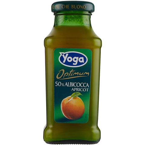 Yoga Fruchtsäfte Yoga Bar Albicocca Aprikose Fruchtsaft Getränk Fruchtgeschmack Glasflasche fruit juice 200 ml 48x italienisch Original Riegel 8001440307263