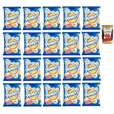 Yonkers Snack Pasten & Kochsaucen Yonkers Snack al Formaggio Knusprige Maisringe mit Käsegeschmack Nicht Frittierte Käse Beutel 20x100 g italienisch Original Pastasauce + kostenlos polpa 400 g 8032804040014