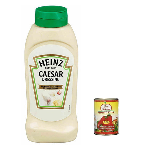 HEINZ Sauce Salade Caesar Flacon Chips Gewürz Flasche 830g 3x Original italienisch inkl. Zia Rosa DOP Pomodoro San Marzano Dose von 400g
