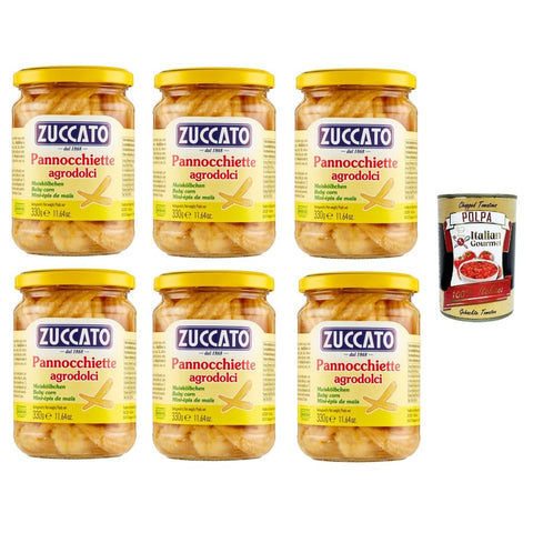 ZUCCATO-Pannocchiette di Koch- & Backzutaten ZUCCATO-Pannocchiette di mais Maiskolben 6x 330gr Original italienisch inkl. Italian Gourmet Polpa 400g 8032804040014