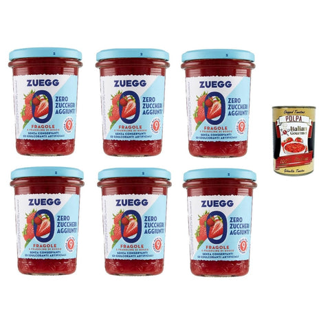 Zuegg Fruchtaufstrich Zuegg Zero Fragole Erdbeeren Marmelade Jam Ohne Zuckerzusatz Frei von Konservierungsstoffen Glas 6x220 g italienisch Original Pastasauce + kostenlos Polpa di 80322863