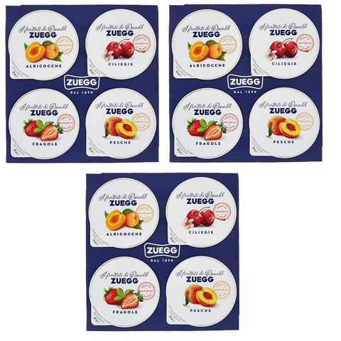 Zuegg Konfitüren Zuegg Monoporzioni Marmeladen in Einzelportionen 4 Verschiedene Geschmacksrichtungen Aprikose - Pfirsich - Kirsche - Erdbeere 100g ( 4 x 25g ) Fruchtaufstriche 3x Original italienisch 8000340555248